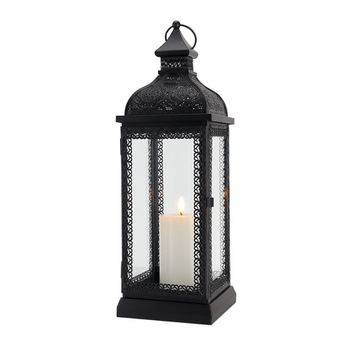 19'' High Rustic Style Metal Candle Lantern (Black) Lootquake LLC