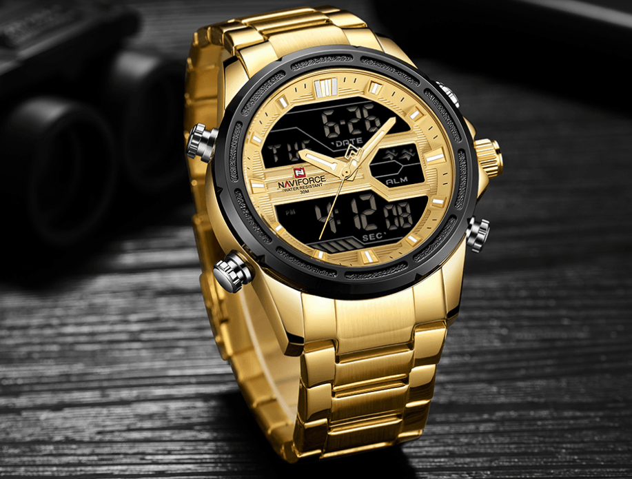 Mens Wrist Watch, Waterproof Analog Digital Watches Multifunction Stainless Steel Business Watches For Man Perfect Gift - SJB-DIAMOND ELITES