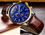 Men's  Waterproof Watch With Chronometers Date Display And Fluorescent Pointers Excellent Look Perfect Gift Stevvex
