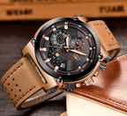 Men's Waterproof Modern Watch With Leather Belts, Stainless Steel Case Excellent Look Perfect Gift Stevvex