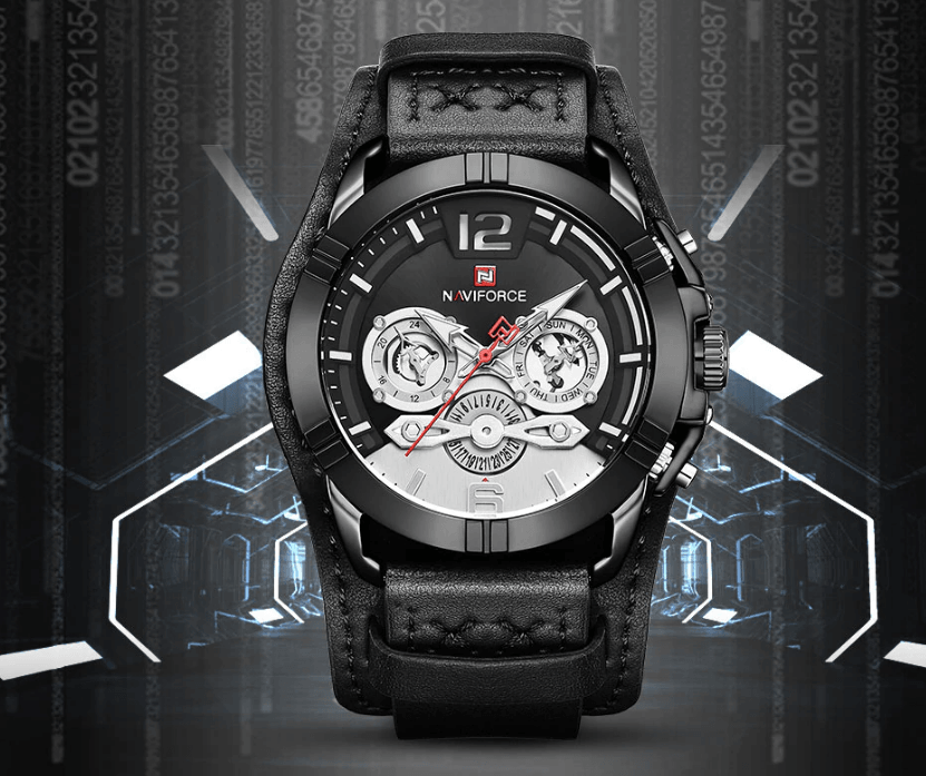 Men's Leather Waterproof Watch With Chronometers And Fluorescent Hands Excellent Design Perfect Gift - SJB-DIAMOND ELITES