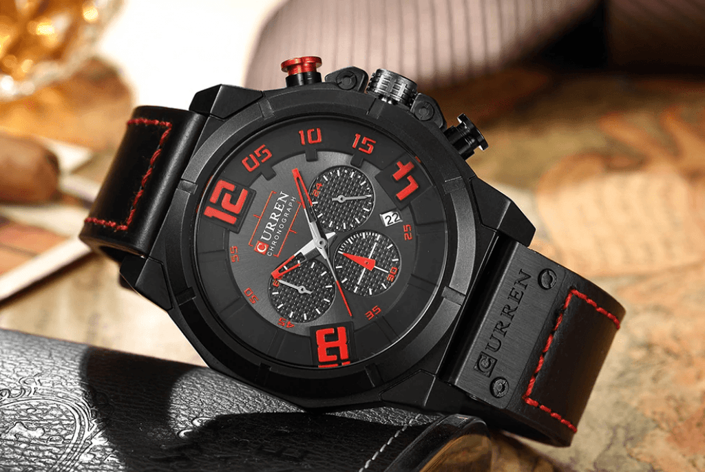 Men's Sport Waterproof Watch With Chronometers Large Numbers And Fluorescent Hands Perfect Gift For Your Man Stevvex