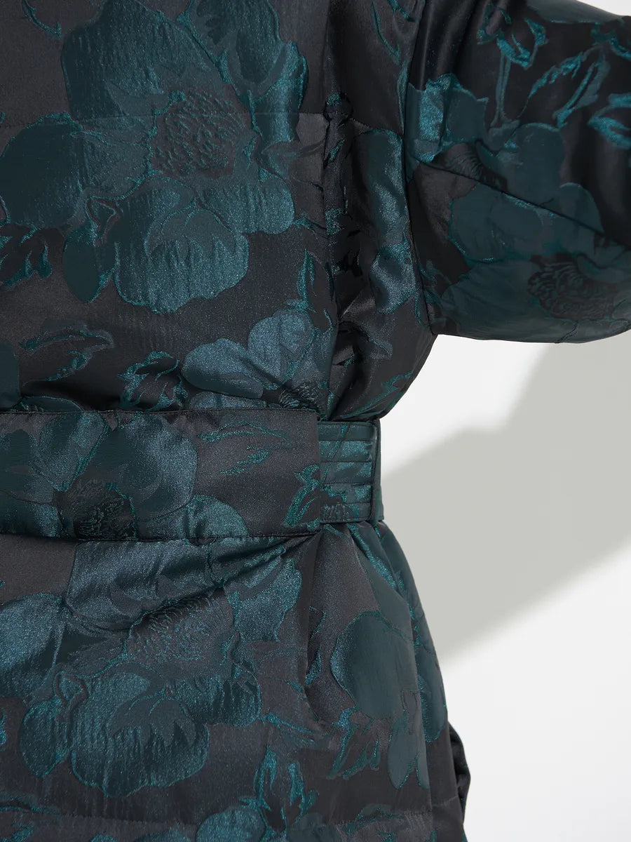 Monochrome Jacquard Down Coat in Vintage Emerald - SJB-DIAMOND ELITES