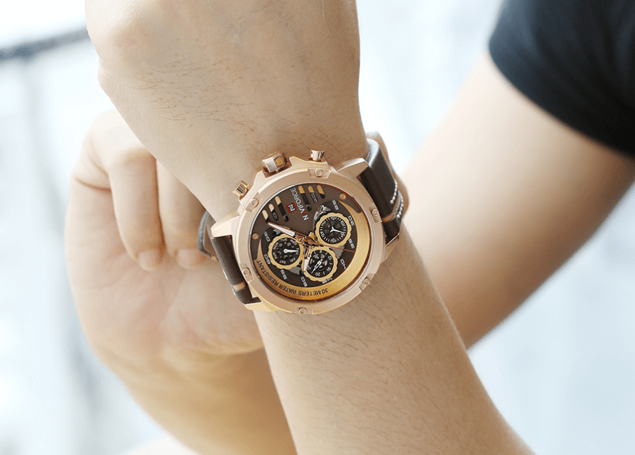 Men's  Sports Waterproof Watch With Chronometers And Leather Belt Multifunction Wristwatch Unique Design Perfect Gift - SJB-DIAMOND ELITES
