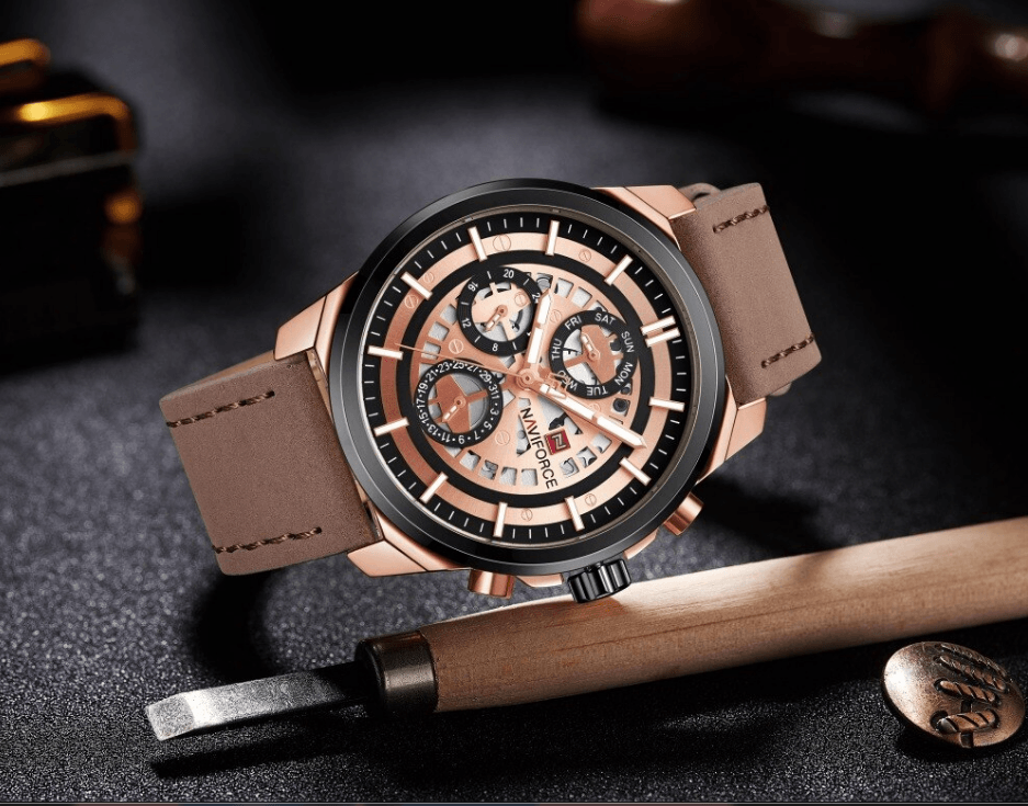 Sports Men's Leather Waterproof Date Display Casual Analog Luxury Watches Unique Design Perfect Gift - SJB-DIAMOND ELITES