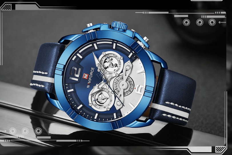 Waterproof  Quartz  Man Leather Sport Wrist Watch  Luxury Unique Design Perfect Gift - SJB-DIAMOND ELITES