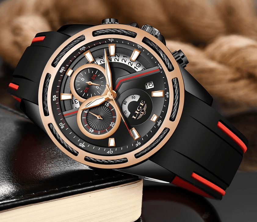 Men's Waterproof Modern Watch With Rubber Straps Multifunction Watches Unique Design Perfect Gift Stevvex