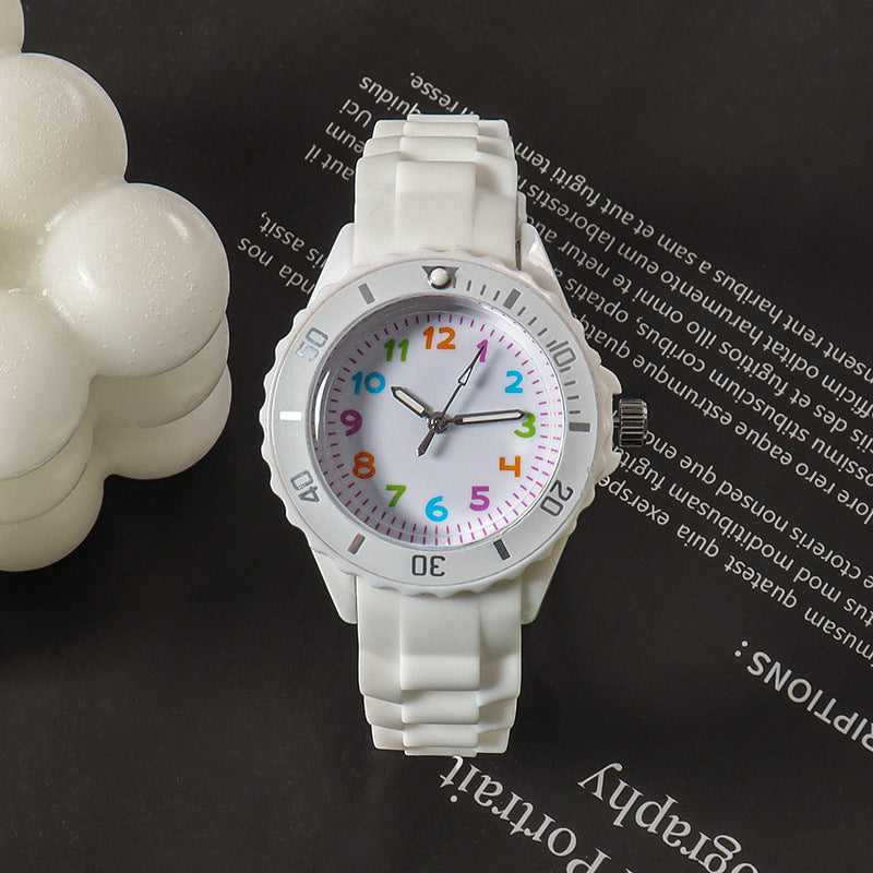 Kids Quartz Watches 50M Waterproof Analog Wristwatches Jelly Clock Students Watch Children PU Band Watch Childrens Analog Wrist Watch With Protective Design Simple Watch For Girls And Boys Stevvex