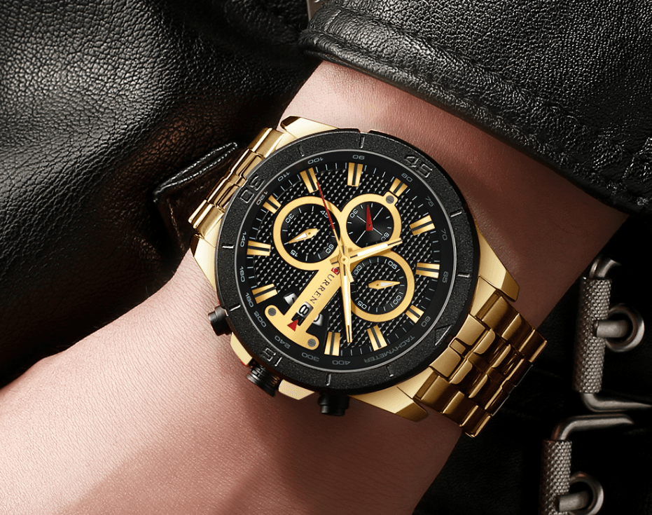 Men's Waterproof  Watch With Chronometers Day View And Fluorescent Hands Unique  Luxury Design  Perfect Gift Stevvex