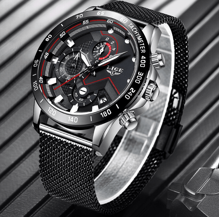 Men's Sports Waterproof Watch With  Stainless Steel Bracelet Unique Design Perfect Gift For Your Man Stevvex