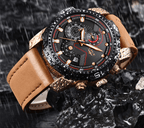 Men's Elegant Waterproof  Watch With Leather Straps   Business Style Watches Unique Design Perfect Gift For Your Man Stevvex