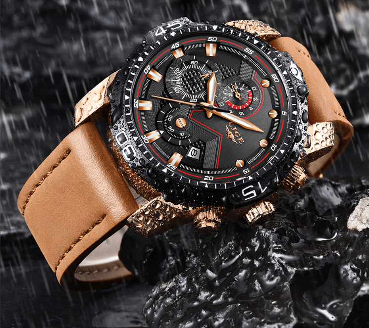 Men's Elegant Waterproof  Watch With Leather Straps   Business Style Watches Unique Design Perfect Gift For Your Man Stevvex