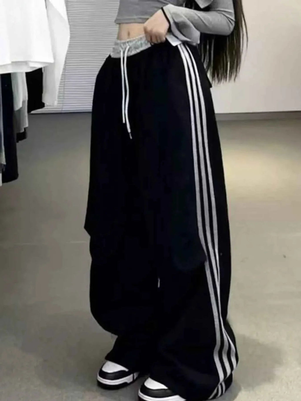 Casual Loose Fit Striped Pants THRIXINE
