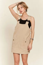 Adjustable Wide Strap Square Neck Overall Dress For Women – Modern Chic, Customizable Fit, Casual & Versatile Stevvex