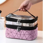 Multifunctional double-layer cosmetic bag, transparent storage bag, travel portable tote bag, large-capacity waterproof toilet bag - SJB-DIAMOND ELITES