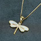 Simulated Opal Dragonfly Ladies' Pendant Necklace Pi-Mart