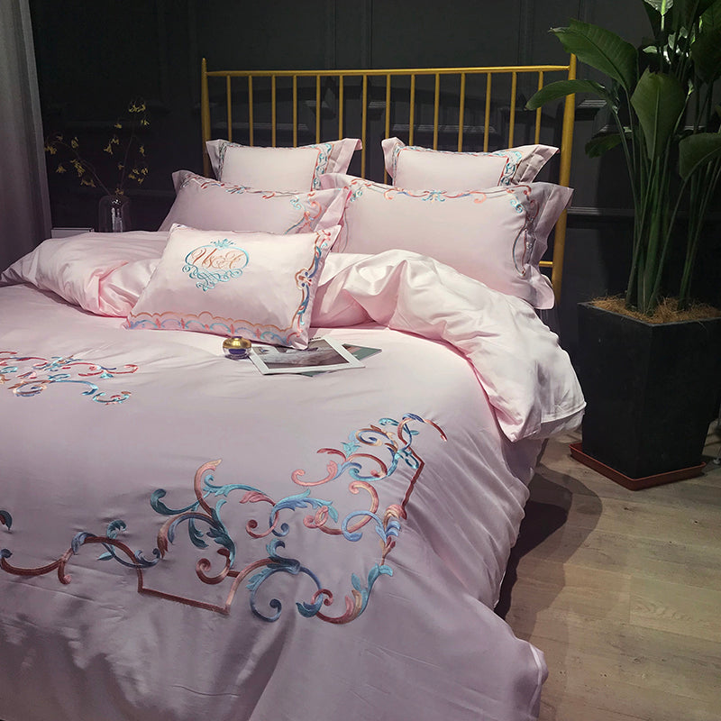 Bed Sheet Duvet Cover Simple Embroidery Four-piece Pure Cotton Pi-Mart