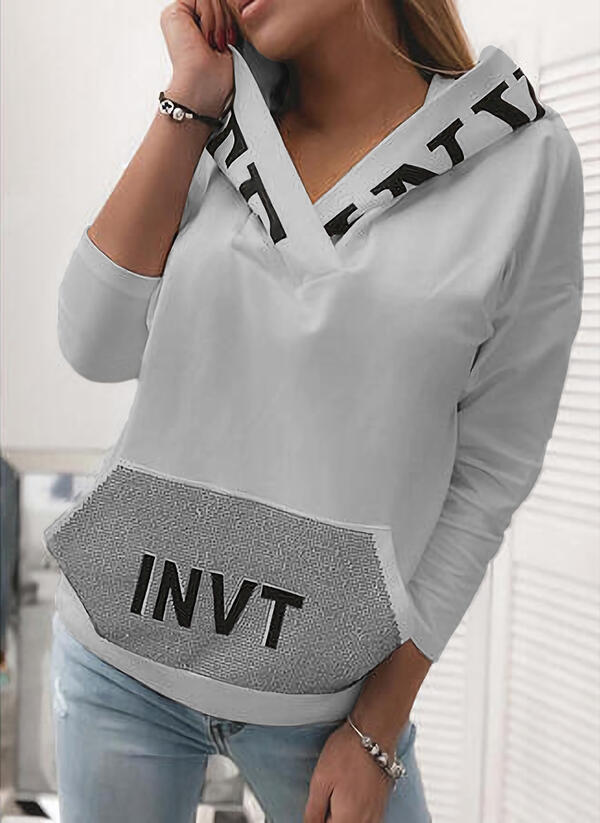 Pocket Hooded Letter Pullover Sweatshirt Pi-Mart