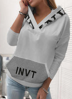 Pocket Hooded Letter Pullover Sweatshirt Pi-Mart