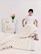 Luxurious French-Style Multipurpose Plush Blanket - 1pc Dual-Sided Soft Fleece Throw - Decorative Sofa Cover/Shawl for Home & Office Nap - Dry Clean Only, Polyester, Woven Weave, All-Season Use