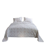 Cotton Thickened Pure White Beige Camellia Embroidery Three-piece Bed Cover Set Pi-Mart