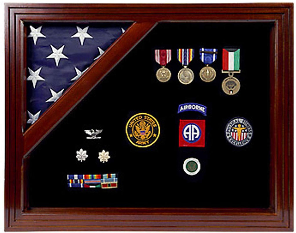 Flags connections Military Award Shadow Box with Display Case for 3 x 5 feet Flag The Military Gift Store