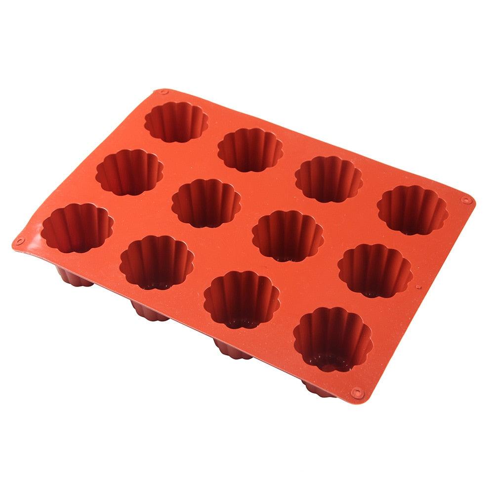 12 Cavity Silicone Mold Cake Mold Muffin Cupcake Baking Tray Dessert Pastry Cake Decorating Tools Nonstick Cannel Mold Baking Cake Pan For Bread Muffin Cake Baking Pan Kitchen Baking Molds Stevvex
