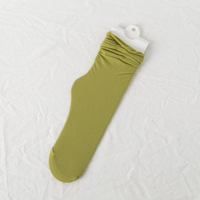 1/2 Pairs Girls Thin Socks Pack Harajuku Cute Long Frilly Socks Casual Soft Nylon High Elastic Solid White Purple Solid Color Stylish Casual Socks For Men And Women Stevvex