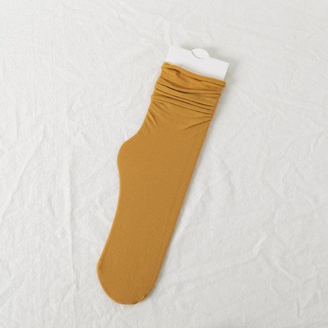 1/2 Pairs Girls Thin Socks Pack Harajuku Cute Long Frilly Socks Casual Soft Nylon High Elastic Solid White Purple Solid Color Stylish Casual Socks For Men And Women Stevvex