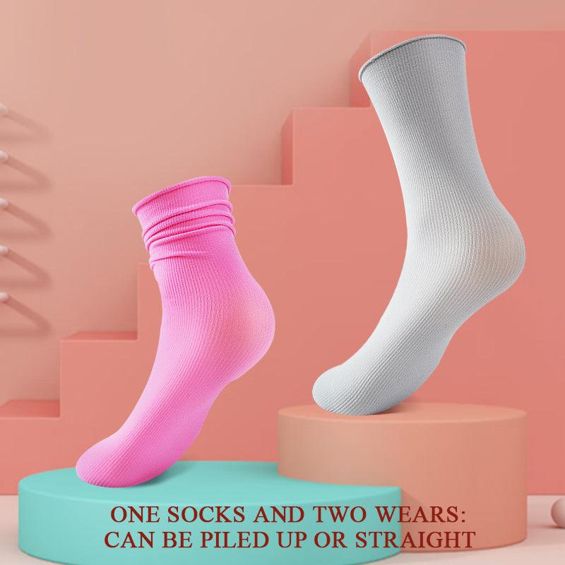 1/2 Pairs Girls Thin Socks Pack Harajuku Cute Long Frilly Socks Casual Soft Nylon High Elastic Solid White Purple Solid Color Stylish Casual Socks For Men And Women Stevvex