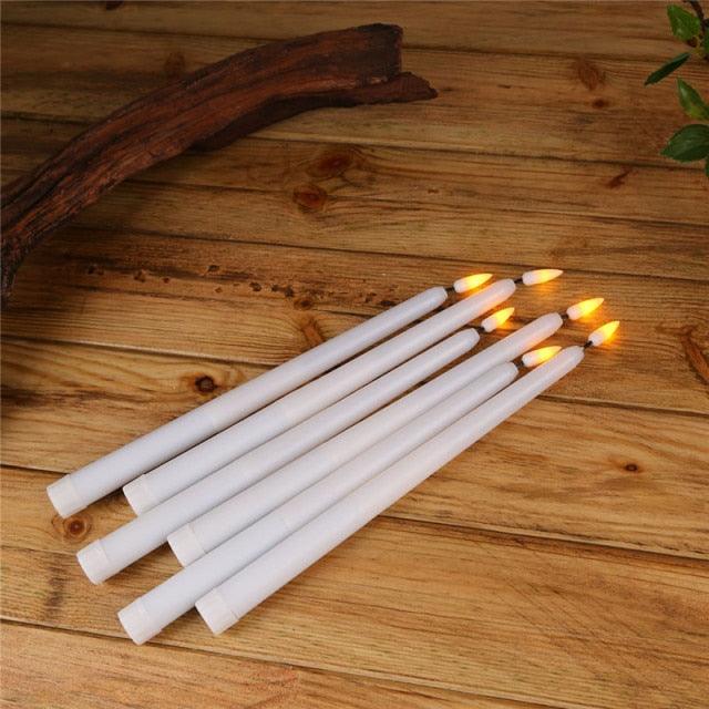 12 Pieces Warm White Light Flameless LED Taper Candles Flickering Remote Battery Operated Led Warm 3D Wick Light Window Candles Real Wax Christmas Home Wedding Decor Battery Operated Christmas Halloween Wedding Decoration Candles Stevvex
