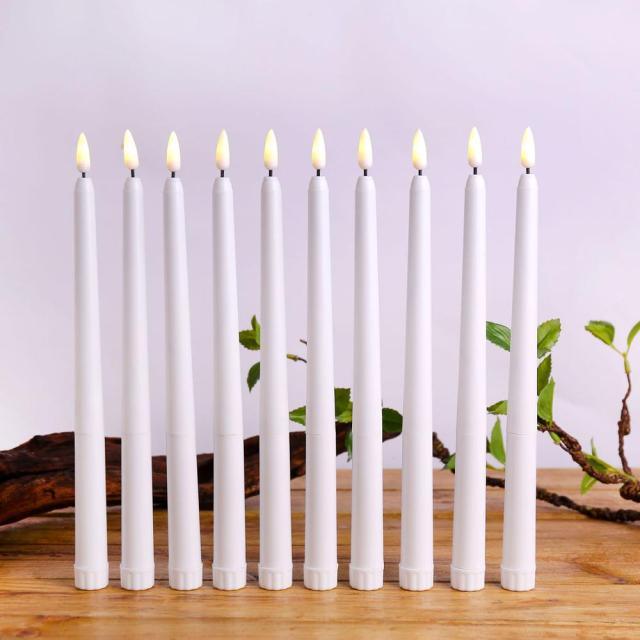 12 Pieces Warm White Light Flameless LED Taper Candles Flickering Remote Battery Operated Led Warm 3D Wick Light Window Candles Real Wax Christmas Home Wedding Decor Battery Operated Christmas Halloween Wedding Decoration Candles Stevvex