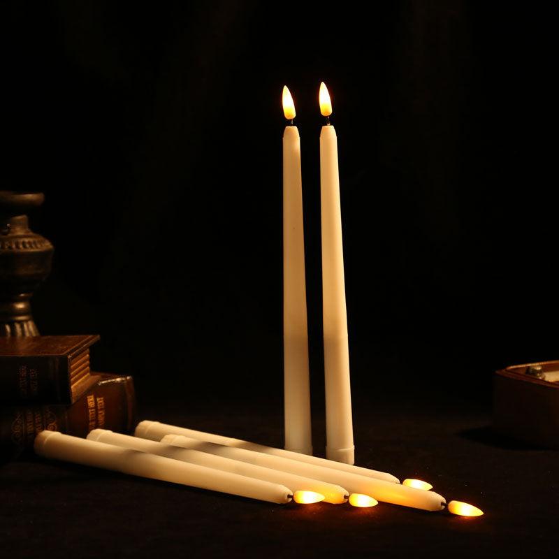 12 Pieces Warm White Light Flameless LED Taper Candles Flickering Remote Battery Operated Led Warm 3D Wick Light Window Candles Real Wax Christmas Home Wedding Decor Battery Operated Christmas Halloween Wedding Decoration Candles Stevvex