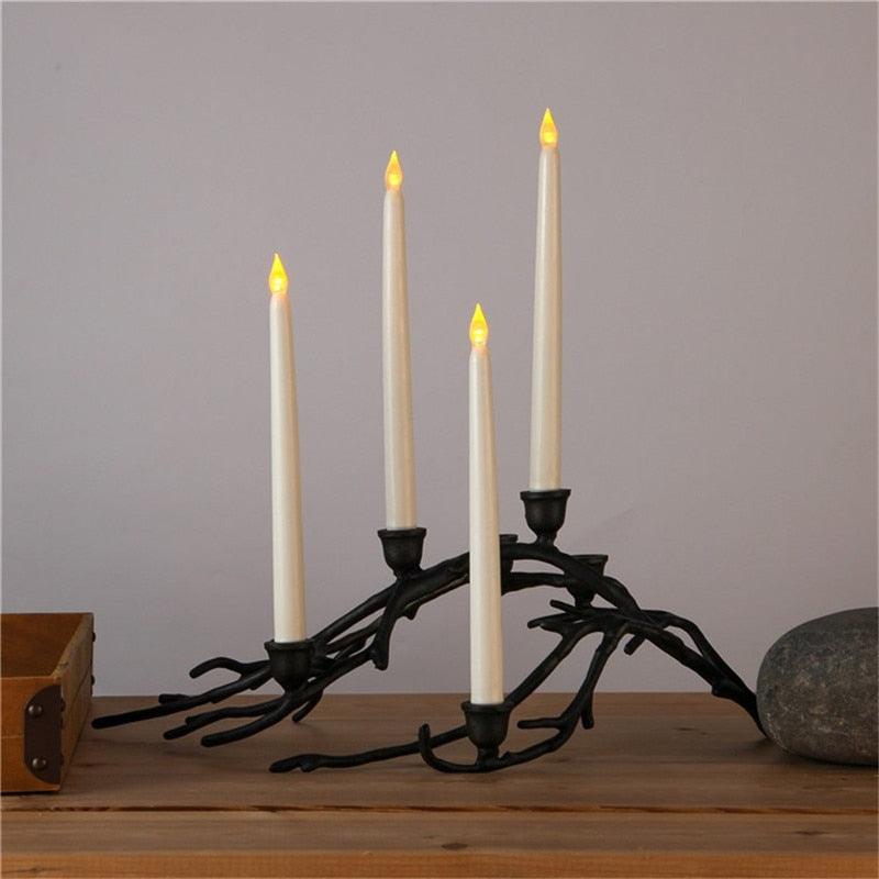 12 Pieces Warm White Light Flameless LED Taper Candles Flickering Remote Battery Operated Led Warm 3D Wick Light Window Candles Real Wax Christmas Home Wedding Decor Battery Operated Christmas Halloween Wedding Decoration Candles Stevvex