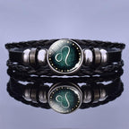 12 Zodiac Signs Charm Bracelet Men Women Fashion Multilayer Weave Leather Charms 12 Twelve Constellations PU Leather Bracelet Braided Punk Zodiac Sign Bangle
