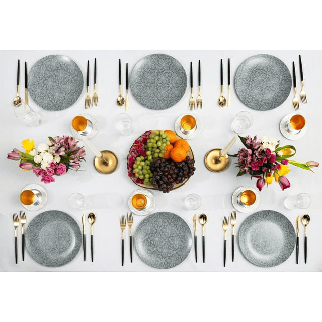 Crown Display 120 Pack Two Toned Heavy Duty Plastic Silverware Spoons - Black and Gold - SJB-DIAMOND ELITES