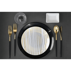 Crown Display 120 Pack Two Toned Heavy Duty Plastic Silverware Spoons - Black and Gold - SJB-DIAMOND ELITES