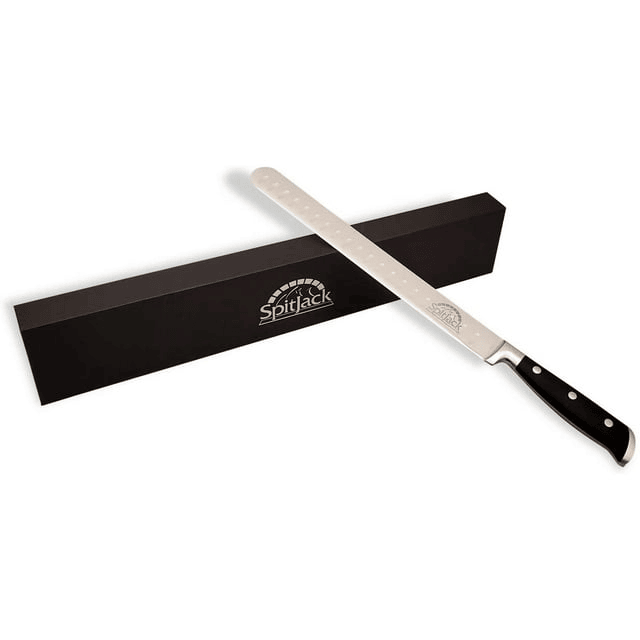 SpitJack Brisket Knife for Meat Carving and Slicing - Stainless Steel, Granton Edge, 11 Inch Blade, BBQ Competition-Chef Series - SJB-DIAMOND ELITES