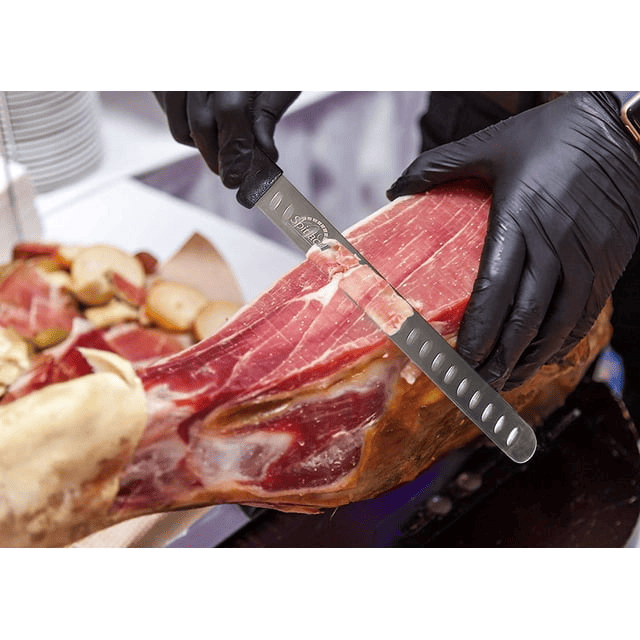 SpitJack Brisket Knife for Meat Carving and Slicing - Stainless Steel, Granton Edge, 11 Inch Blade, BBQ Competition-Chef Series - SJB-DIAMOND ELITES
