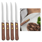 4 Pack Stainless Steel Steak Knives Knife Set Utensil Cutlery Wooden Serrated - SJB-DIAMOND ELITES