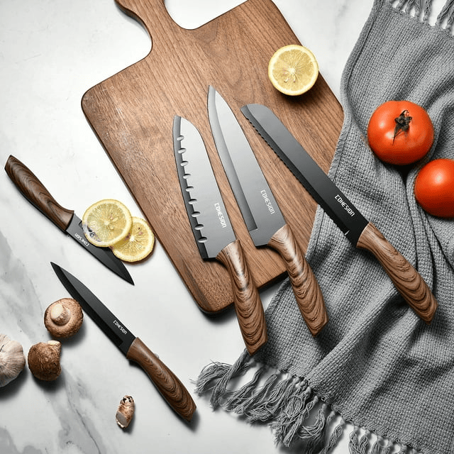 Cohesion Knife Magnetic Strip & 5 Pcs Kitchen Knife Set - Magnetic Knife Holder for Wall Stainless Steel Chef Knife - SJB-DIAMOND ELITES