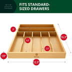 Bamboo Kitchen Drawer Organizer Tray for Flatware - Best Cutlery Tray for Silverware and Kitchen Utensils (7 Slots, Natural) - SJB-DIAMOND ELITES
