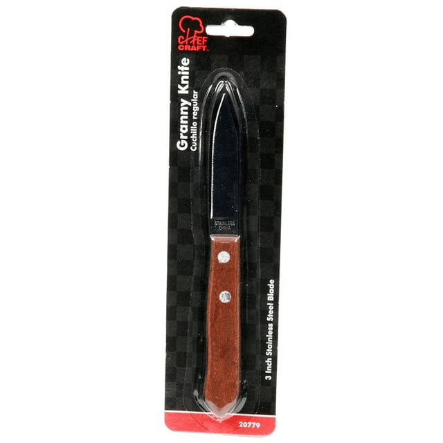 Chef Craft 3" Long Stainless Steel Blade Paring Granny Knife - Great for Peeling Vegetables and Cutting Fruit 3 Pack - SJB-DIAMOND ELITES