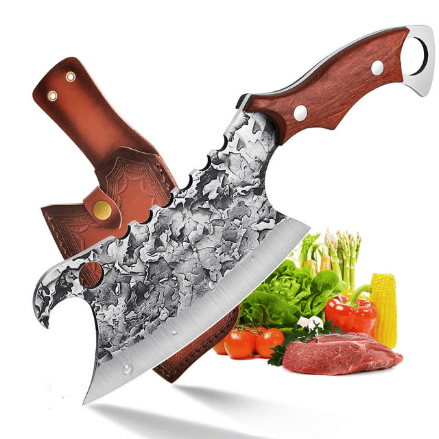 Dream Reach Butcher Knife Outdoor Meat Cleaver with Leather Sheath for Outdoor Camping Cooking BBQ Perfect Valentine's Day Gift for Men Hunting Camping - SJB-DIAMOND ELITES