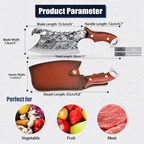 Dream Reach Butcher Knife Outdoor Meat Cleaver with Leather Sheath for Outdoor Camping Cooking BBQ Perfect Valentine's Day Gift for Men Hunting Camping - SJB-DIAMOND ELITES