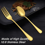 Set of 12, Gold Plated Stainless Steel Dinner Forks and Spoons, findTop Heavy-duty Forks ( 8 Inch ) and Spoons ( 7 Inch ) Cutlery Set- Gold - SJB-DIAMOND ELITES
