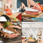 imarku | Knife Set 16-Piece Kitchen Knife Set with Block German Stainless Steel Knife Sets for Kitchen with Sharpener & 6 Steak Knife Set - Blue - SJB-DIAMOND ELITES