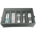 Flatware Storage Case with PVC Lid 5 Compartment Foldable Utensil Storage Box Silverware Storage Box Chest Cutlery Storage Holder with Handle for Home Kitchen Utensils - SJB-DIAMOND ELITES
