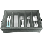Flatware Storage Case with PVC Lid 5 Compartment Foldable Utensil Storage Box Silverware Storage Box Chest Cutlery Storage Holder with Handle for Home Kitchen Utensils - SJB-DIAMOND ELITES