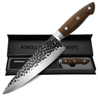 KONOLL Chef Knife Forged Handmade 8 inch Professional Kitchen Knife, HC Stainless Steel with Full Tang Wood Handle - SJB-DIAMOND ELITES